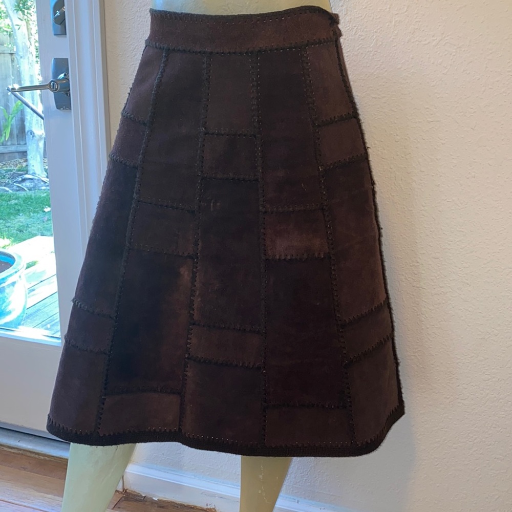 Vintage 70’s Suede Patchwork A-line Midi skirt